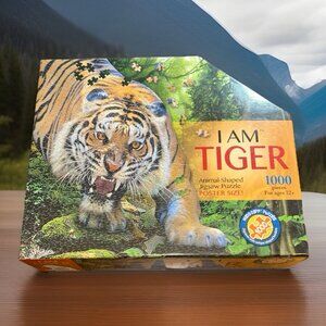 Brand New "I Am Tiger" 1000 piece Animal Shaped Jigsaw Puzzle Poster size Sealed